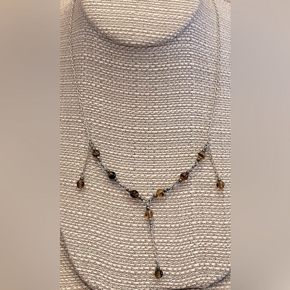 Estate find pretty necklace with glass stones clasp is stamped 925 boho hippie